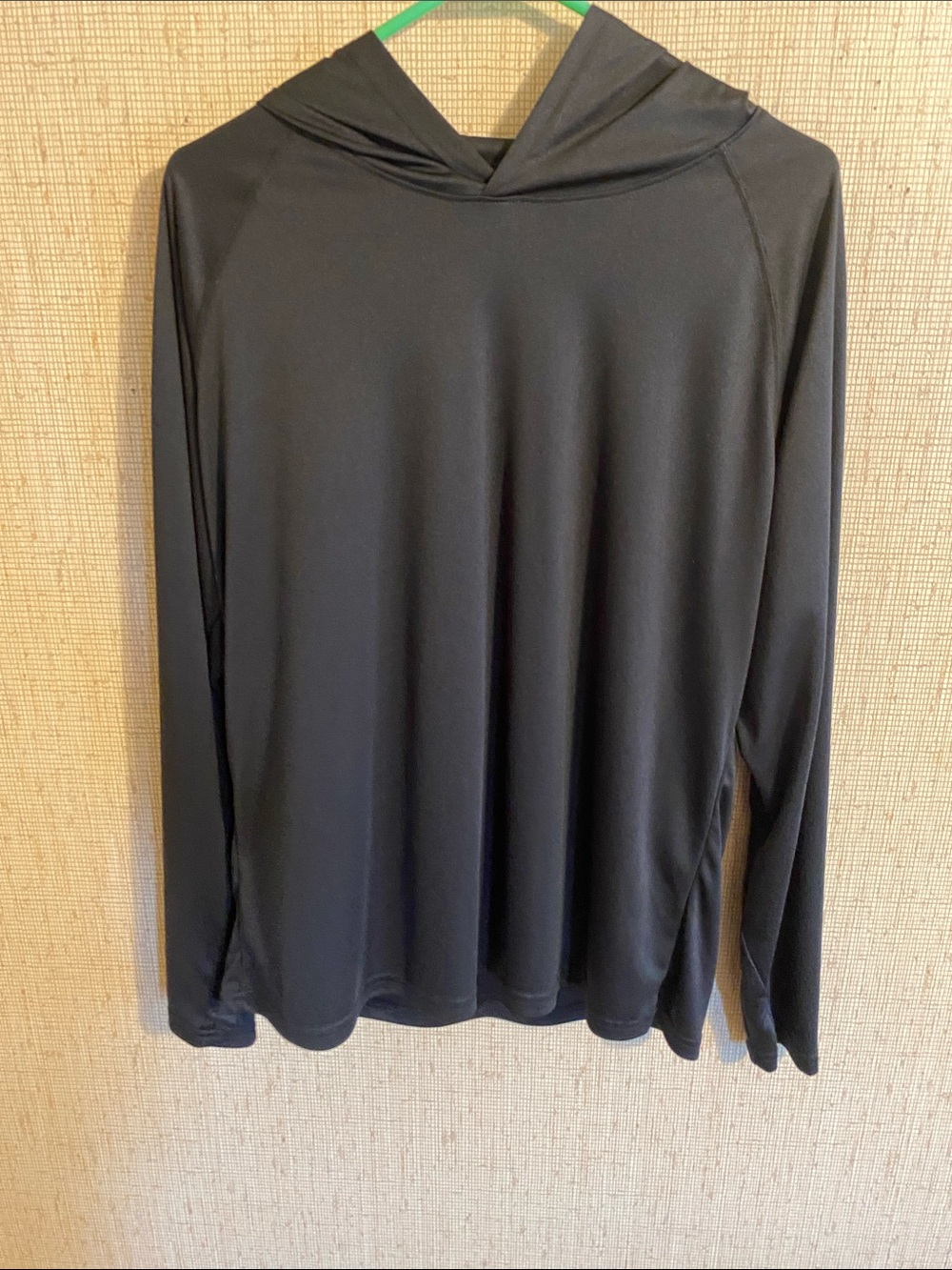Black Lightweight Hooded Long Sleeve Top